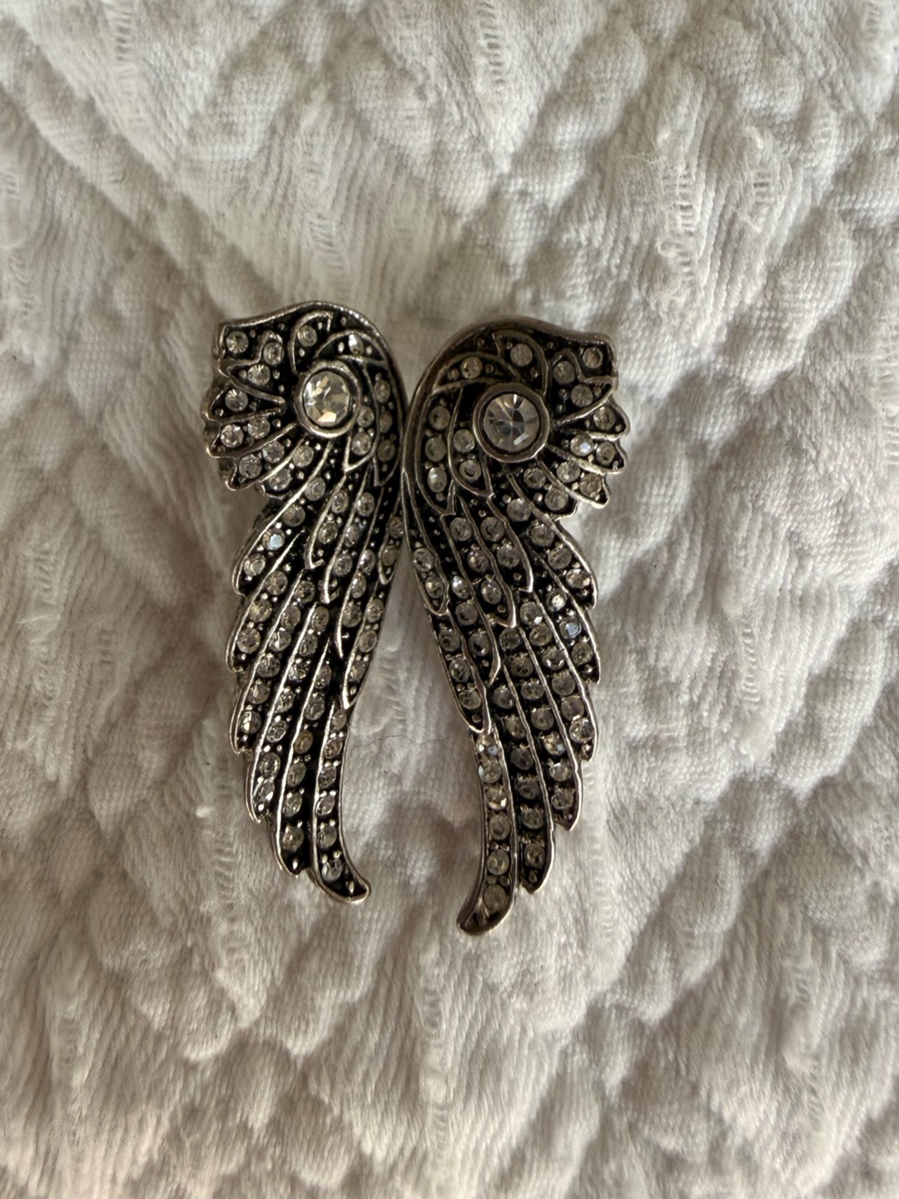 Lulu Frost Crystal-Embellished Angel Wing Earrings in Silver Tone